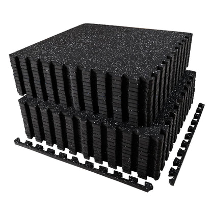 AIRHOP 0.56in Thick 96 Sq Ft Exercise Equipment Mats, 24 Tiles Upgraded Rubber Top with High