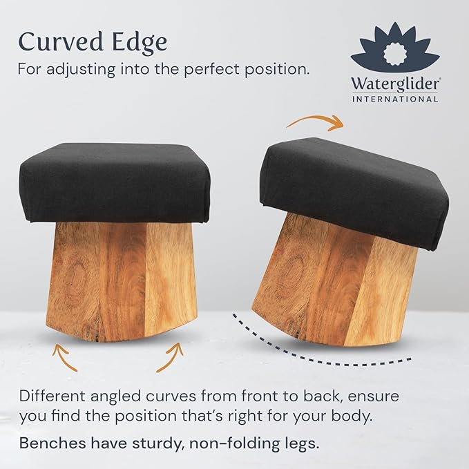 Meditation Bench (Zen Black), Seiza, Sustainable Acacia Wood with Curved Bottom Edges for The Perfect Posture, Meditation Stool, Prayer Bench, Meditation Chair, Yoga Stool