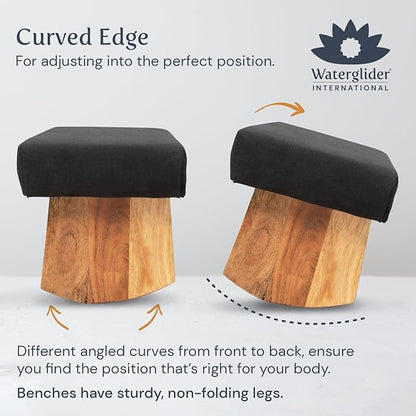 Meditation Bench (Zen Black), Seiza, Sustainable Acacia Wood with Curved Bottom Edges for The Perfect Posture, Meditation Stool, Prayer Bench, Meditation Chair, Yoga Stool