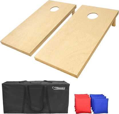 GoSports Solid Wood Premium Cornhole Sets - Choose 4 x 2 ft or 3 x 2 ft - Game Boards Include Set of 8 Cornhole Toss Bags