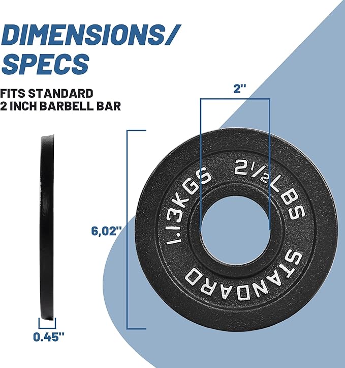 Professional-Grade Cast Iron Weight Plates | Dual-Hole Weight Plates with 2-Inch Bore | Ideal for Strength Training and Weightlifting | Multiple Weight Options Available
