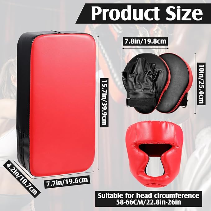 10 In1 Punching Mitts Kick Pad Set Taekwondo Pads Boxing Mitts Focus Pads Boxing Gloves Safety Head Guard Wrist Band for Kickboxing, Karate, Muay Thai, MMA Training