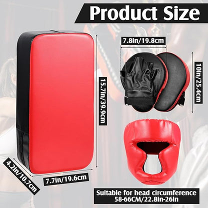 10 In1 Punching Mitts Kick Pad Set Taekwondo Pads Boxing Mitts Focus Pads Boxing Gloves Safety Head Guard Wrist Band for Kickboxing, Karate, Muay Thai, MMA Training
