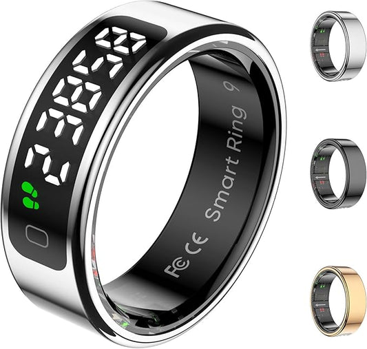 Smart Ring Health Tracker with Display Screen, Sleep Tracker with Heart Rate, Fitness Ring Step