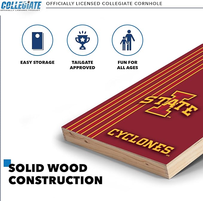 2' x 3' Solid Wood Cornhole Set with Direct Print HD Team Graphics – Great Gift for Any NCAA Fan! Bean Bag Toss Family Outdoor Games