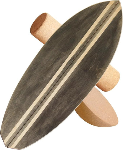 Wooden Balance Board with Cork Roller, 31.5 x 11.8 inch Board, Training Balance Trainer