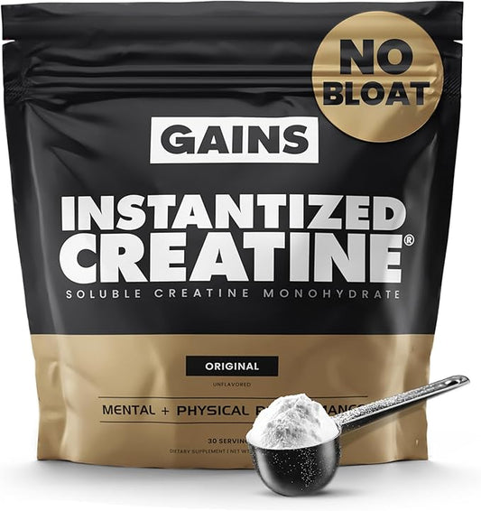 Gains in Bulk Instantized Creatine Monohydrate for Women and Men, Soluble Creatine Powder, Supports