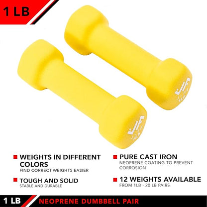 JFIT Dumbbell Pairs or Sets – Neoprene & Vinyl Coated Hand Weights for Home Gym, Strength Training, Aerobics, Cardio Exercise and Fitness