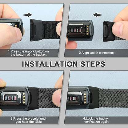 Braided Band Compatible with Fitbit Charge 6/Fitbit Charge 5, Soft Nylon Solo Loop Adjustable Replacement Wristband for Women Men