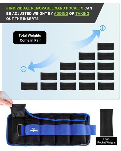 Adjustable Ankle Weights 1-5 LBS Pair with Removable Weight for Jogging, Gymnastics, Aerobics