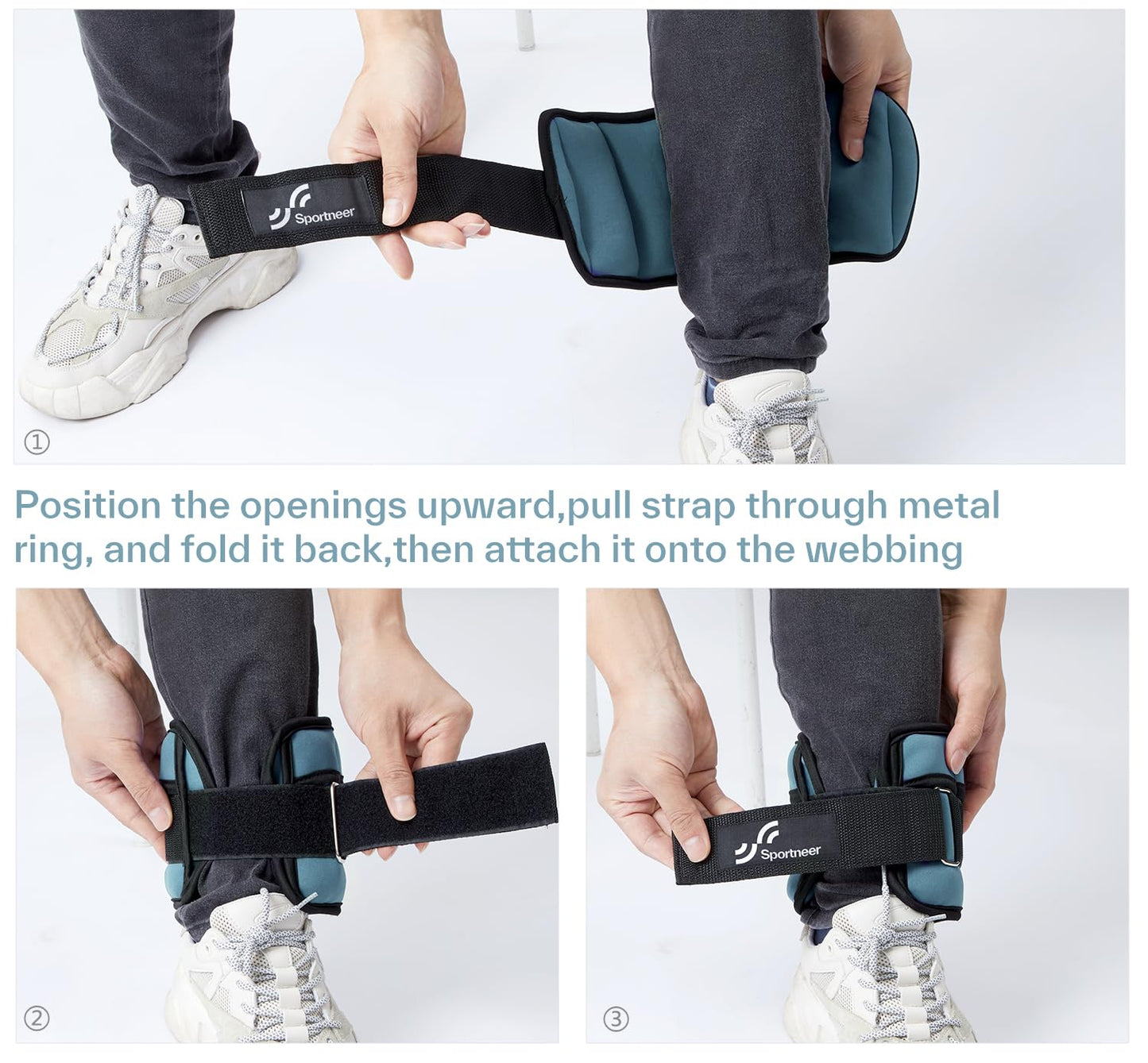 Sportneer Adjustable Ankle Weights 1 Pair 2 4 6 8 10 Lbs Leg Weight Straps for Women Men, Weighted