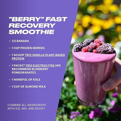 TB12 Electrolytes Powder Packets Blueberry Pomegranate ??Mineral-Rich Electrolyte Powder for Fast Hydration by Tom Brady - Natural, Low Sugar, Vegan, Gluten-Free, Easy to Mix - 15 Stickpacks