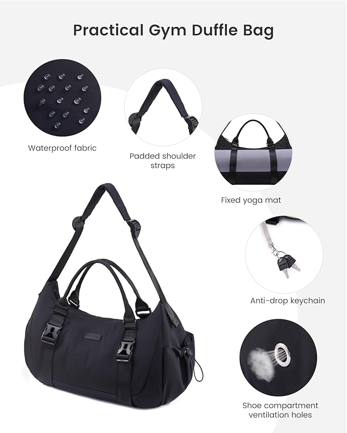 LOVEVOOK Gym Bag for Women Men, duffle bag for travel with shoe compartment, Small Gym Tote Dry Wet Separation, Multipurpose Weekender Overnight Bag, Lightweight Carry On Bag, Khaki Beige