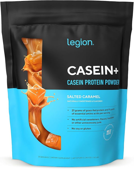 LEGION Casein+ Casein Protein Powder (Salted Caramel) - Slow-Release Micellar Casein Protein Powder