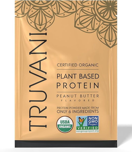 Truvani Vegan Pea Protein Powder | Peanut Butter | 32.7g Organic Plant Based Protein | 1 Serving | Keto | Gluten & Dairy Free | Low Carb | No Added Sugar