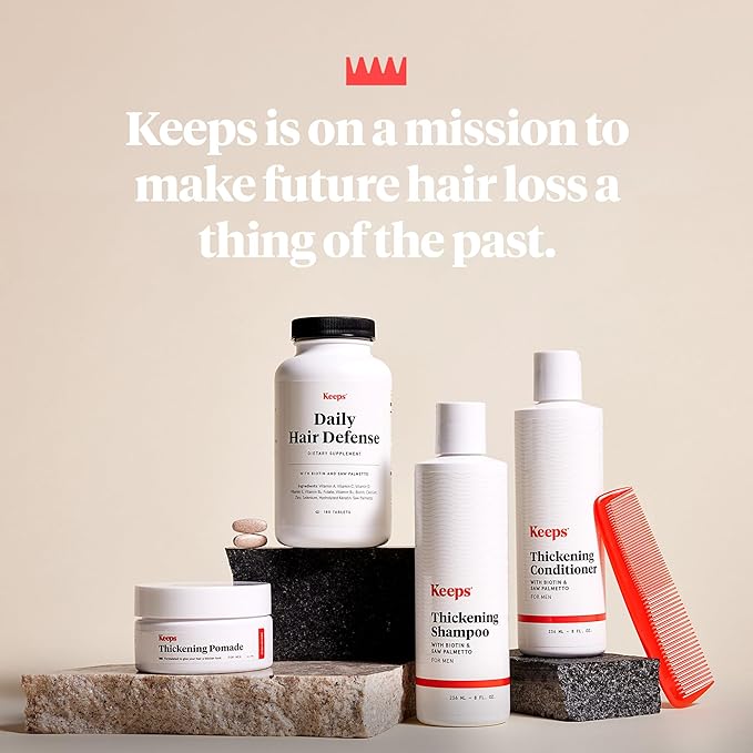 Keeps Daily Hair Supplement, 180 Tablets - Saw Palmetto Promotes Healthy Hair - Biotin, Vitamins A, B6, B12, C, D, Calcium, Selenium & Zinc - Men & Women - 3 Month Supply