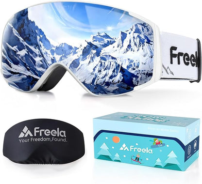Freela Kids Ski Snowboard Goggles for Toddler(3-14) Youth Anti Fog Anti UV Goggles Girls Boys Snow Skiing Equipment