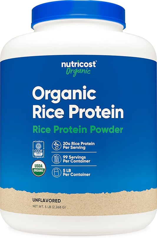 Nutricost Organic Rice Protein Powder (5 LB) - Gluten-Free, GMO-Free (from Brown Rice)