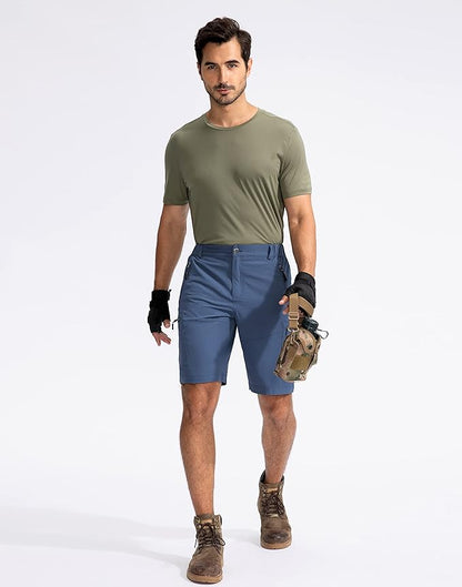 Pudolla Men's Hiking Cargo Shorts 9" Lightweight Outdoor Work Shorts for Men Travel Golf Camping Casual with 5 Zipper Pockets