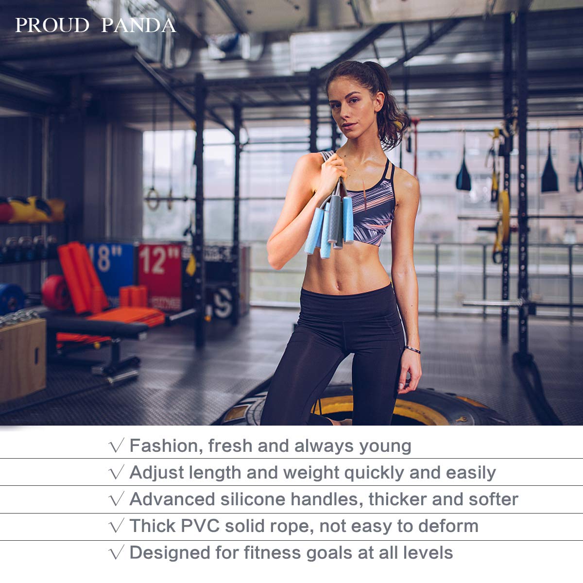 Weighted Jump Rope Workout-1LB Professional Skipping Rope with Adjustable Length&Silicone