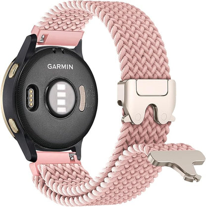 Braided Bands Compatible with Garmin Vivoactive 6/5/3/Venu 2 Plus/Forerunner 165/55/645/245 Music, 20mm Parachute Buckle Soft Stretchy Nylon Band for Garmin Venu/Sq/Sq 2/Vivomove HR Men Women