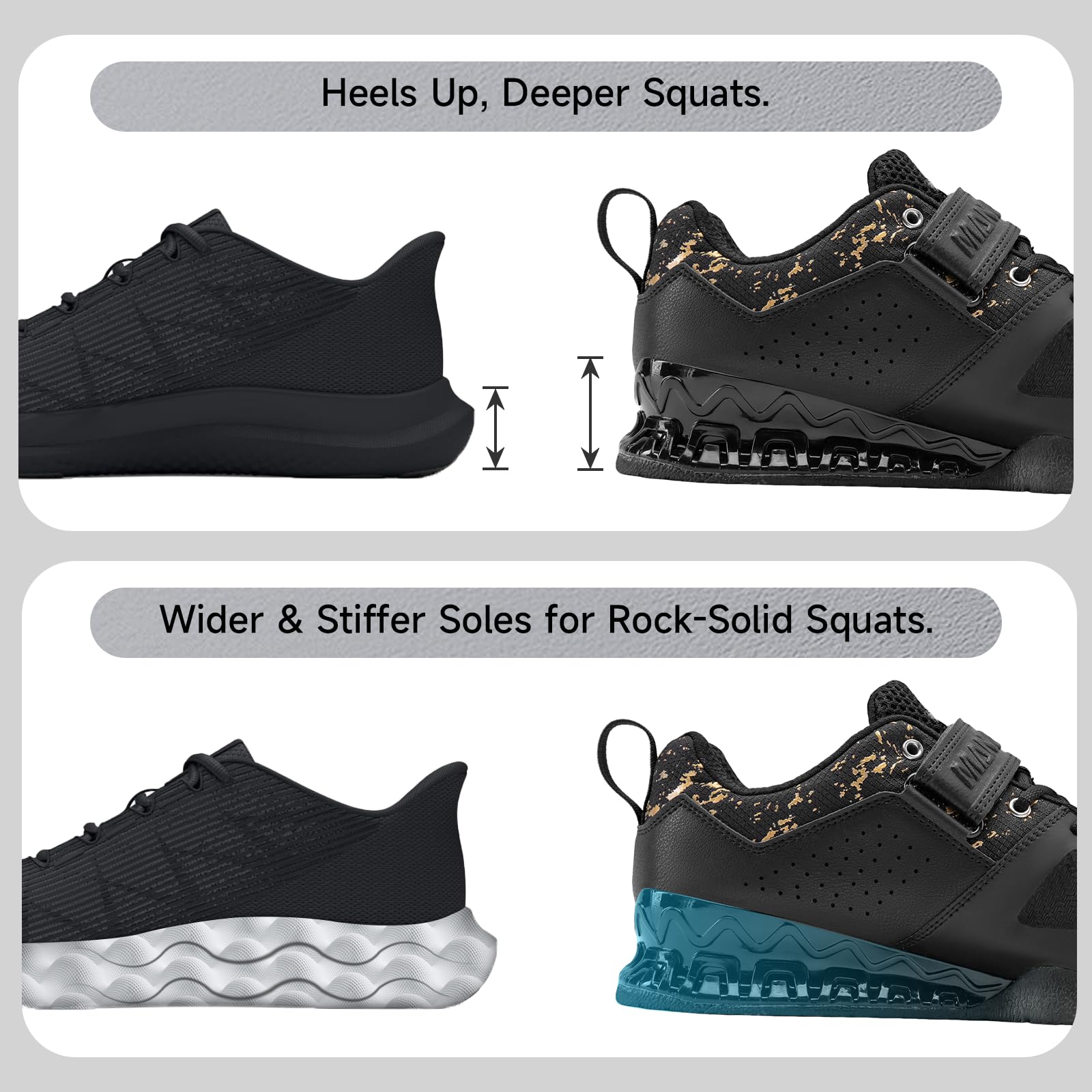 MANUEKLEAR Strong Anti-Slip Deadlift Lifting Squat Shoes for Men, Professional Training