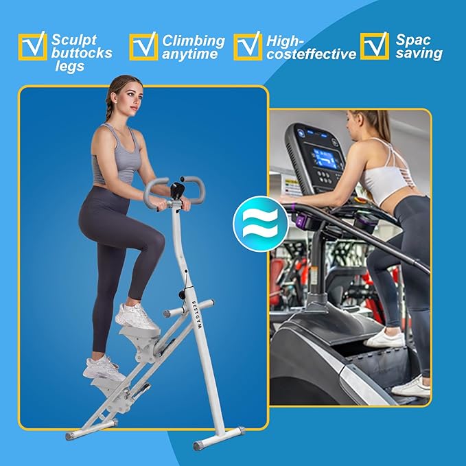 Stair Stepper for Home Vertical Climber, Foldable Full Body Exercise Aerobic Climbing Machines, Mountaineering Fitness Equipment with Adjustable Handles
