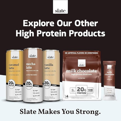 Slate Milk - High Protein Iced Coffee - Sweet Cream Latte - 175mg Caffeine, Lactose Free Energy - 20g Protein, 1g Sugar, 100 Calories, 1g Net Carbs, No Sugar Added - Protein Coffee - 11 fl oz, 12 Cans