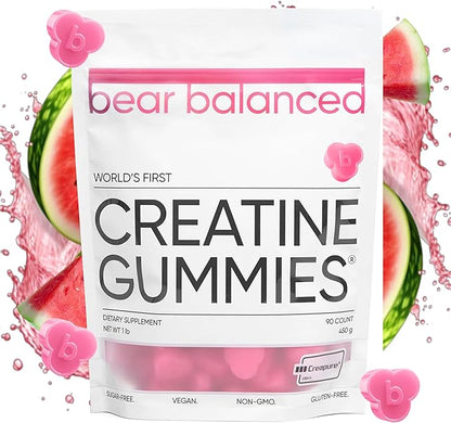 Creatine Gummies for Men & Women - Creapure® Creatine Monohydrate, L-Theanine, L-Tyrosine & B12 for Muscle Growth, Strength, Focus, Energy & Health - Low Calorie, Sugar-Free, & Vegan