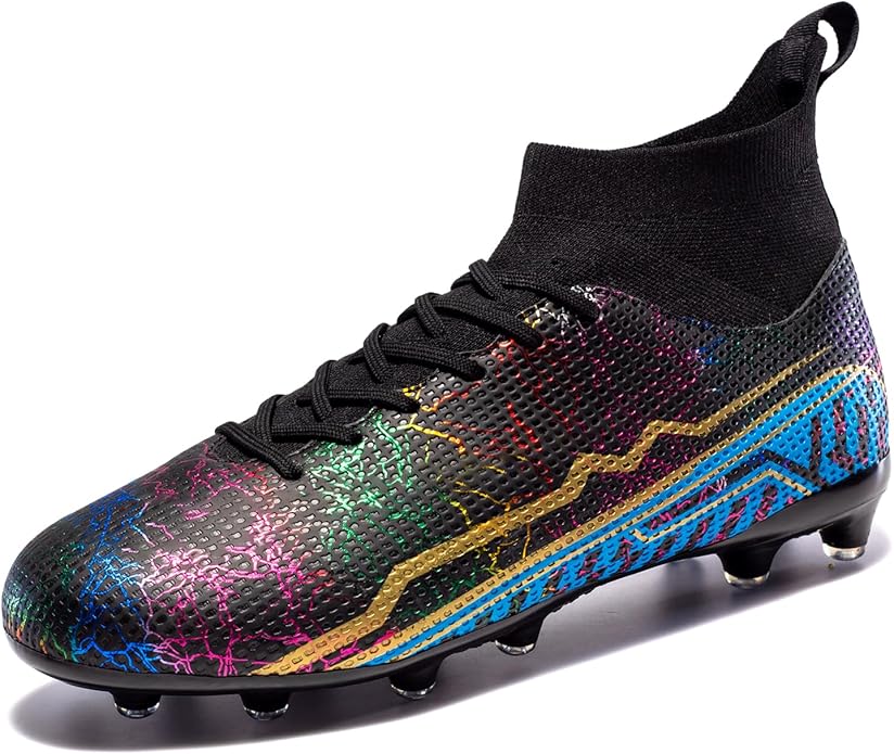 Soccer Cleats Mens Football Cleats Professional Soccer Shoes High-Tops Non-Slip Spikes for Big Boys Wide Training Sneaker