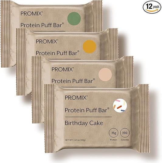 ProMix Nutrition Protein Puff Bars - Variety Pack - Birthday Cake, Snickerdoodle, Banana Bread