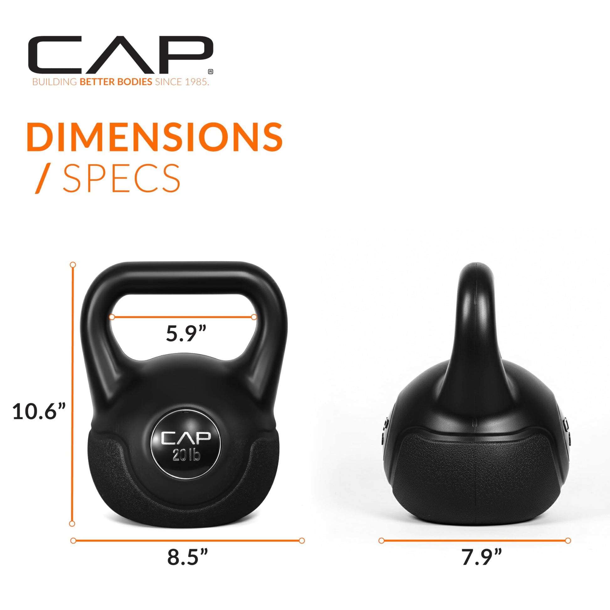 CAP Barbell 45 LB Cement Kettlebell Set – 10 lb, 15 lb & 20 lb Vinyl-Coated Kettlebells for