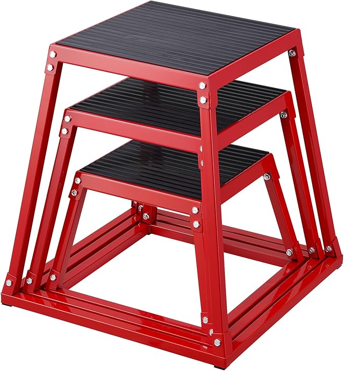 VEVOR Plyometric Jump Box, 18 Inch Plyo Box, Steel Plyometric Platform and Jumping Agility Box, Anti-Slip Fitness Exercise Step Up Box for Home Gym Training, Conditioning Strength Training