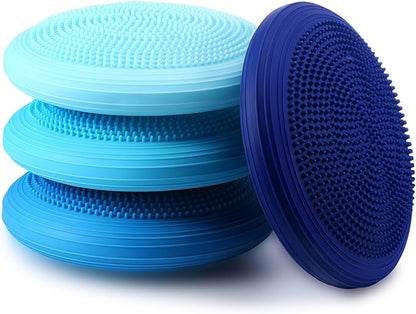 Libima 4 Pcs Wiggle Seat Inflated Wobble Cushion for Sensory Kid 13 Inches Balance Disc Flexible Seating for Classroom Sensory Pad for Chair Wiggle Cushion with Needle Pump