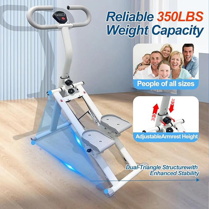 Stair Stepper for Home Vertical Climber, Foldable Full Body Exercise Aerobic Climbing Machines, Mountaineering Fitness Equipment with Adjustable Handles