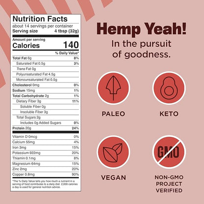 Manitoba Harvest Hemp Yeah Organic Max Protein Powder, Unsweetened, 16oz, with 20g Protein and 4.5g Omegas 3&6 per Serving, Keto-Friendly, Preservative Free, Non-GMO, Packaging May Vary