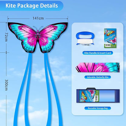 Butterfly Kites for Kids & Adults, Easy to Fly Design with Long Tail for Stability, for Kids Ages 4-8 & Beginners, Beach & Park Use | Family Outdoor Fun