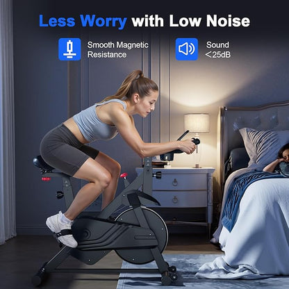 Superun Exercise Bike, Stationary Bikes for Home Gym with 32-Level Magnetic Resistance, 300LBS Capacity Indoor Cycling Bike with Comfortable Seat, LED Display