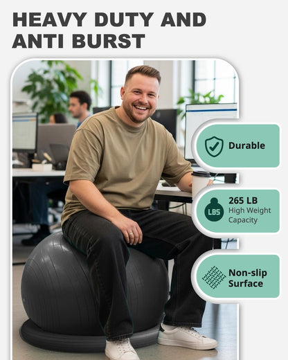 Trideer Yoga Ball Chair with Base for Office Desk, Exercise & Stability Ball Seat, Pilates Ball for