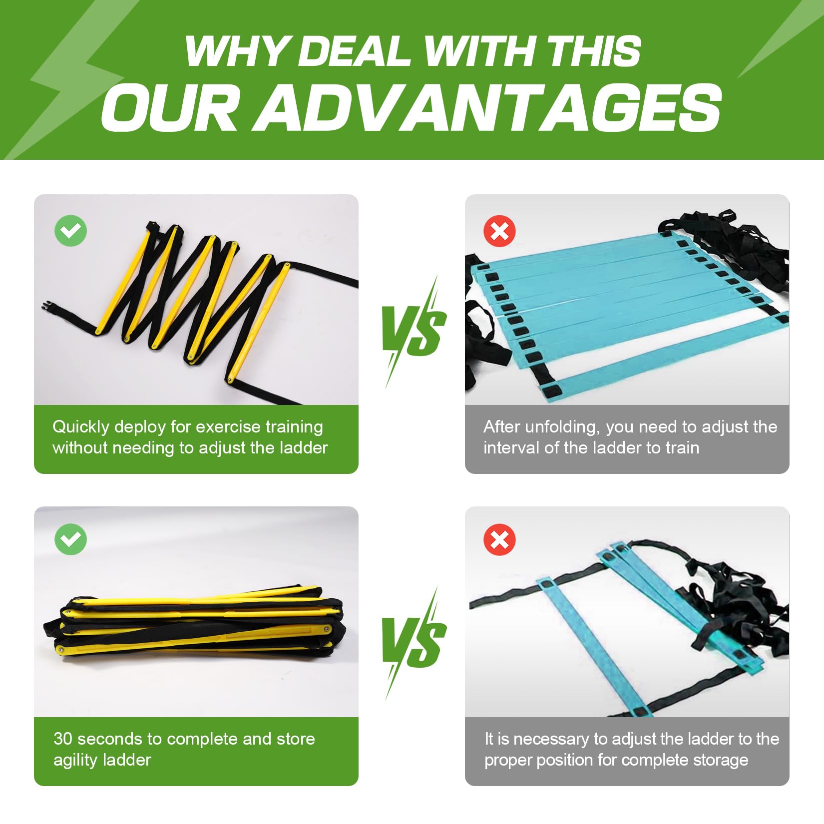 Happy Jump Agility Ladder 12 Rung 20 FT Speed Training Ladder Drill Sports Workout Equipment for