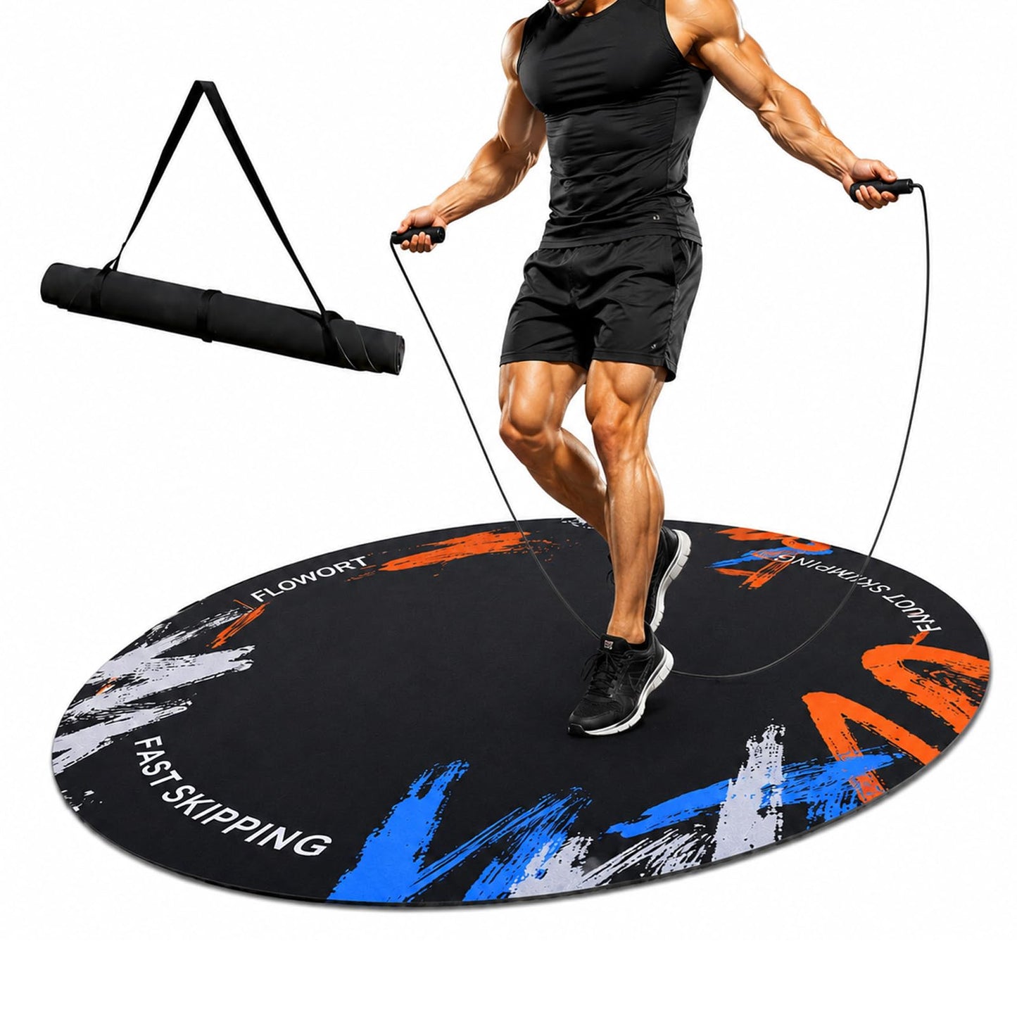 Jump Rope Mat, Shock-Absorbing Non-Slip Rubber Pad for Indoor and Outdoor