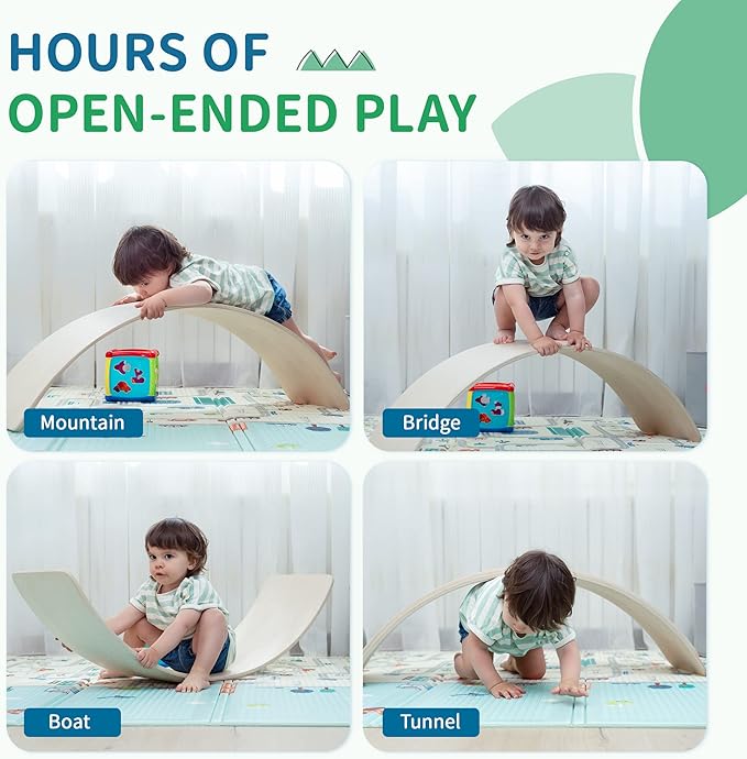 OUTREE Balance Board Kids, Wooden Wobble Balance Board for Toddler with Smooth Edges, Yoga Wooden Rocker Board Indoor, Open-Ended Learning Toys Both for Kids and Adult