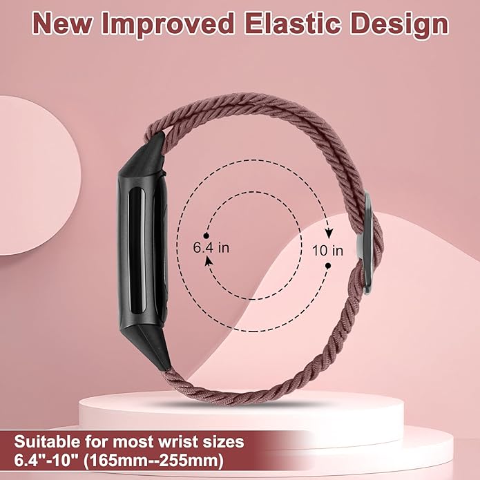 Braided Band Compatible with Fitbit Charge 6/Fitbit Charge 5, Soft Nylon Solo Loop Adjustable Replacement Wristband for Women Men