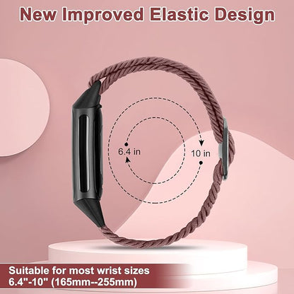 Braided Band Compatible with Fitbit Charge 6/Fitbit Charge 5, Soft Nylon Solo Loop Adjustable Replacement Wristband for Women Men