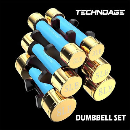 TECHNOAGE Round Dumbbell Sets with Steel Handle, Odorless Neoprene rubber Handle Cover