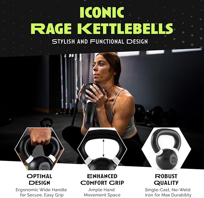 Single Cast Iron Kettlebell | Powder Coated - Wide Handle Weights for Core & Glute Workouts; Swings, Squats, Deadlifts; Strength, Endurance & Flexibility for Men & Women
