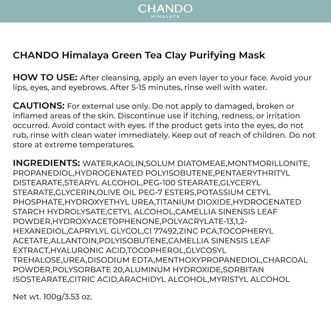 Purifying Green Tea Mask(2Pack), Natural Facial Clay Mask Deep Pore Cleansing with Green Tea Extract and Portulaca Extract, for Clogged Pores, Detoxifies & Balance Oil, 7 fl.oz