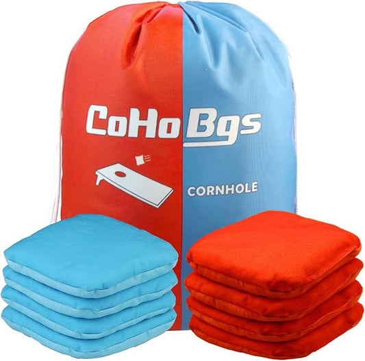 CoHoBgs Corn Hole Bags Set 8, Professional Cornhole Bags Dual-Sided Slick & Stick Resin Filled