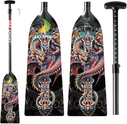 Z&J SPORT Adjustable Dragon Boat Paddle, IDBF Approved Carbon Fiber Paddle, Dragon Graphic Paddle with Adjuster for Dragon Boat Race with Adjustable T Handle
