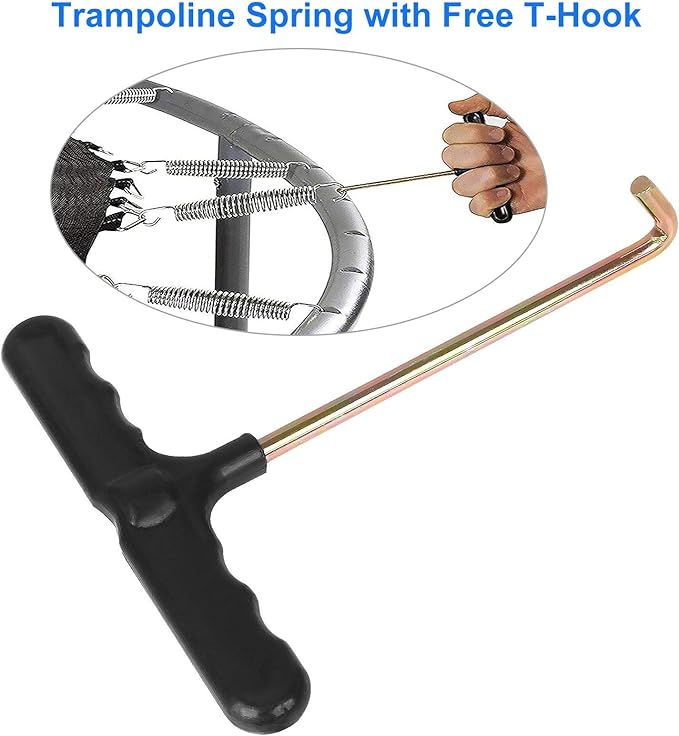 40 Pack Trampoline Springs 5.5” Heavy Duty Galvanized Steel Replacement Trampoline Parts Springs with T Hook, Great for Outdoor Trampoline Aotob, Skywalker, JumpKing, UpperBounce, SkyBound